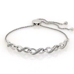 Infinity Diamond Bolo Bracelet 1/10 ct tw Sterling Silver